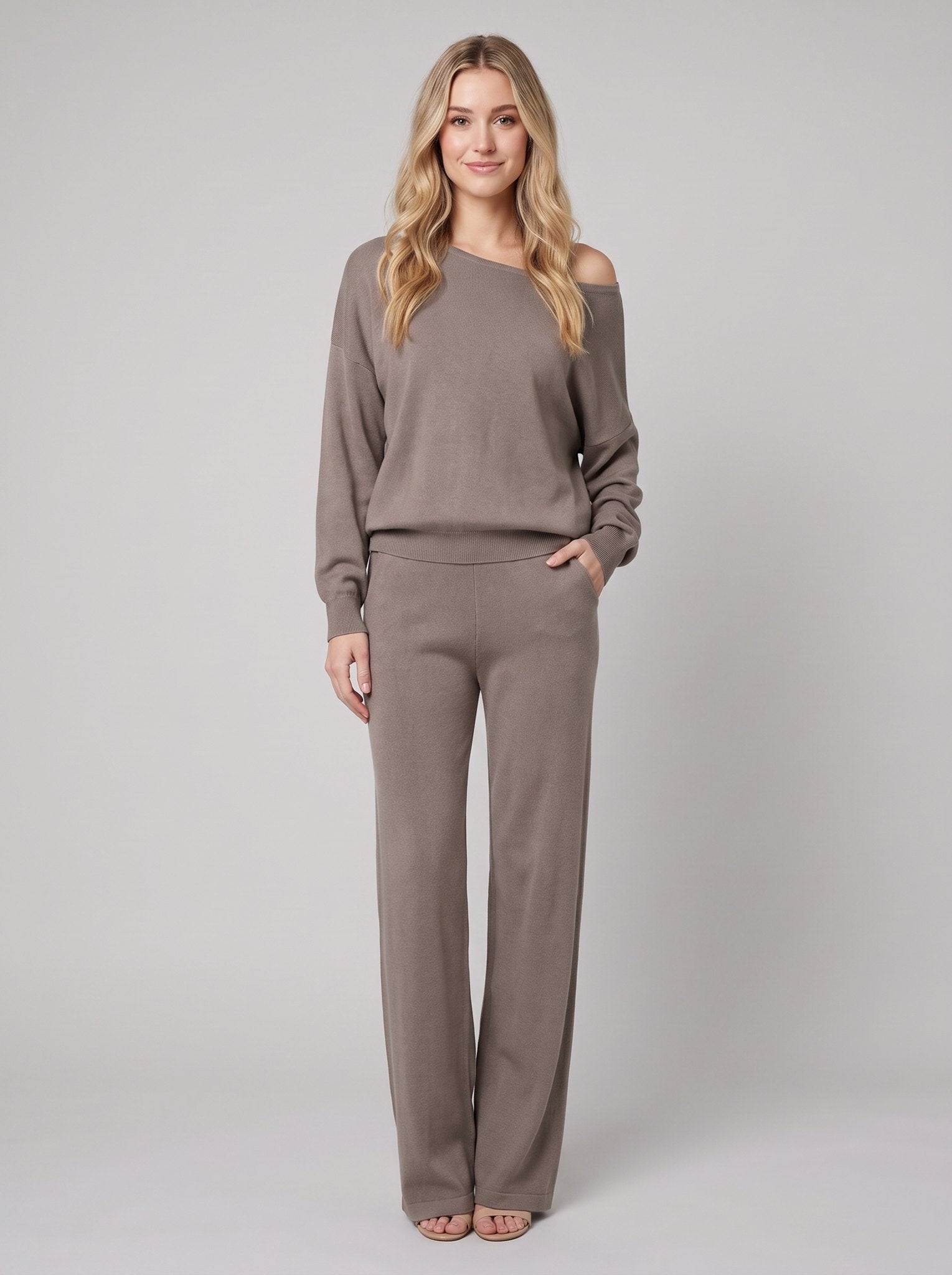 Liora Loungewear Set | Ultra-Soft Knit, Off-Shoulder Design 0