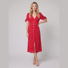 Liora Midi Dress | Floral Print, Slim Fit, V-Neck for Wedding Guests and Summer Events 1