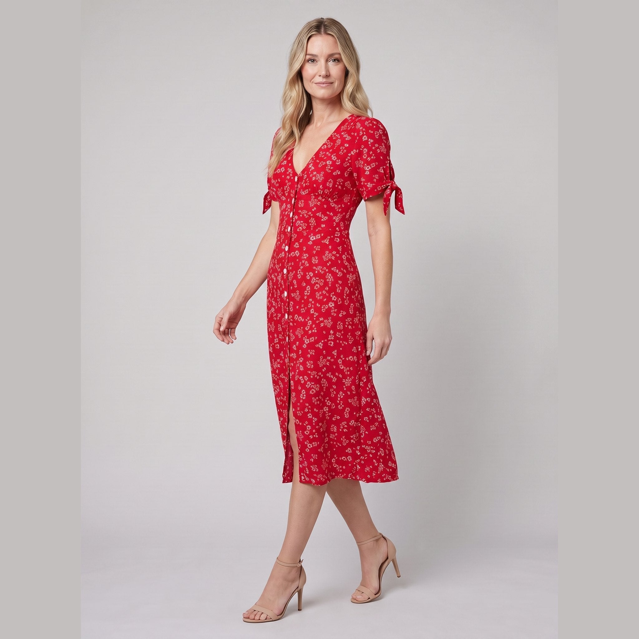 Liora Midi Dress | Floral Print, Slim Fit, V-Neck for Wedding Guests and Summer Events 2