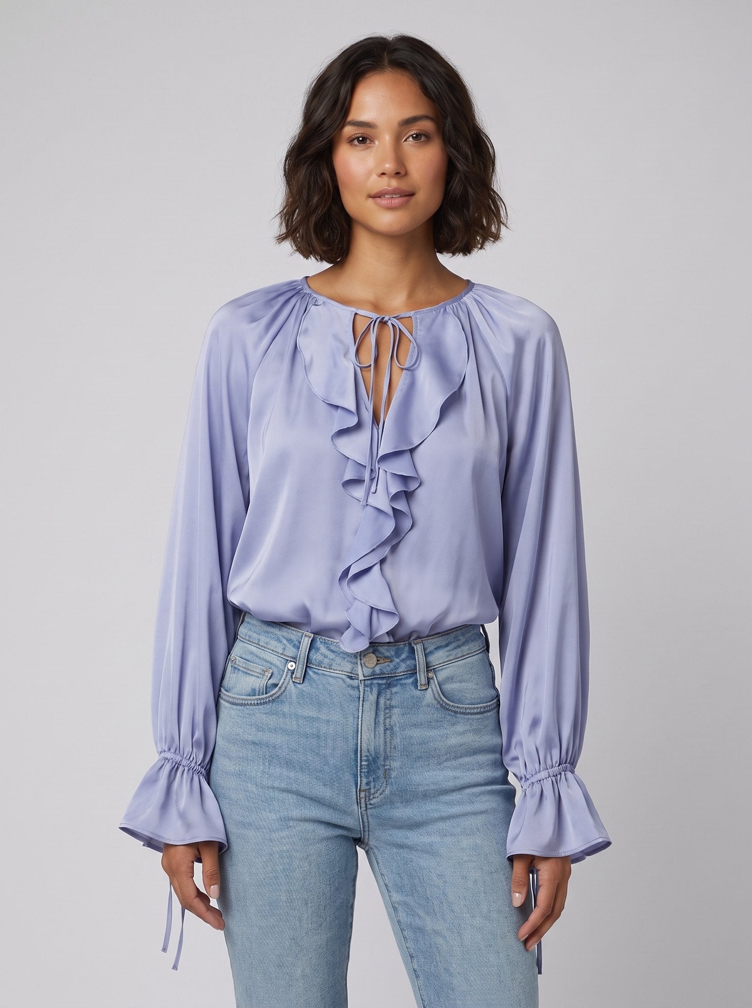 Liora Silk Blouse | Ruffle Trim, Adjustable Sleeves 1