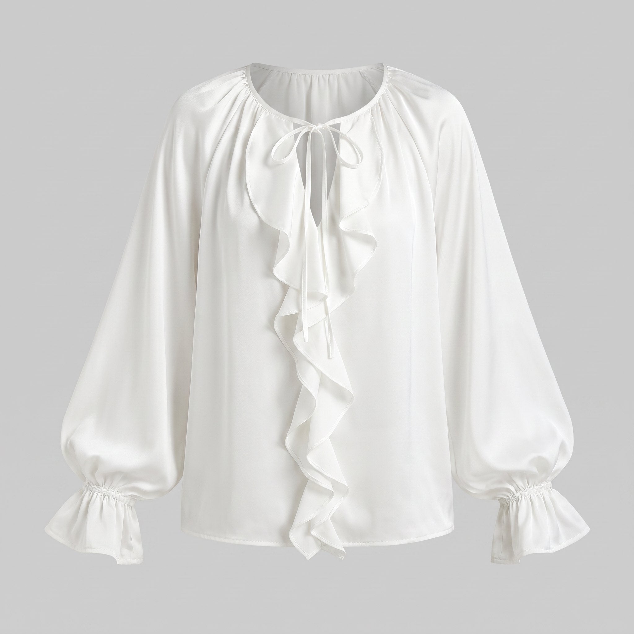 Liora Silk Blouse | Ruffle Trim, Adjustable Sleeves 5