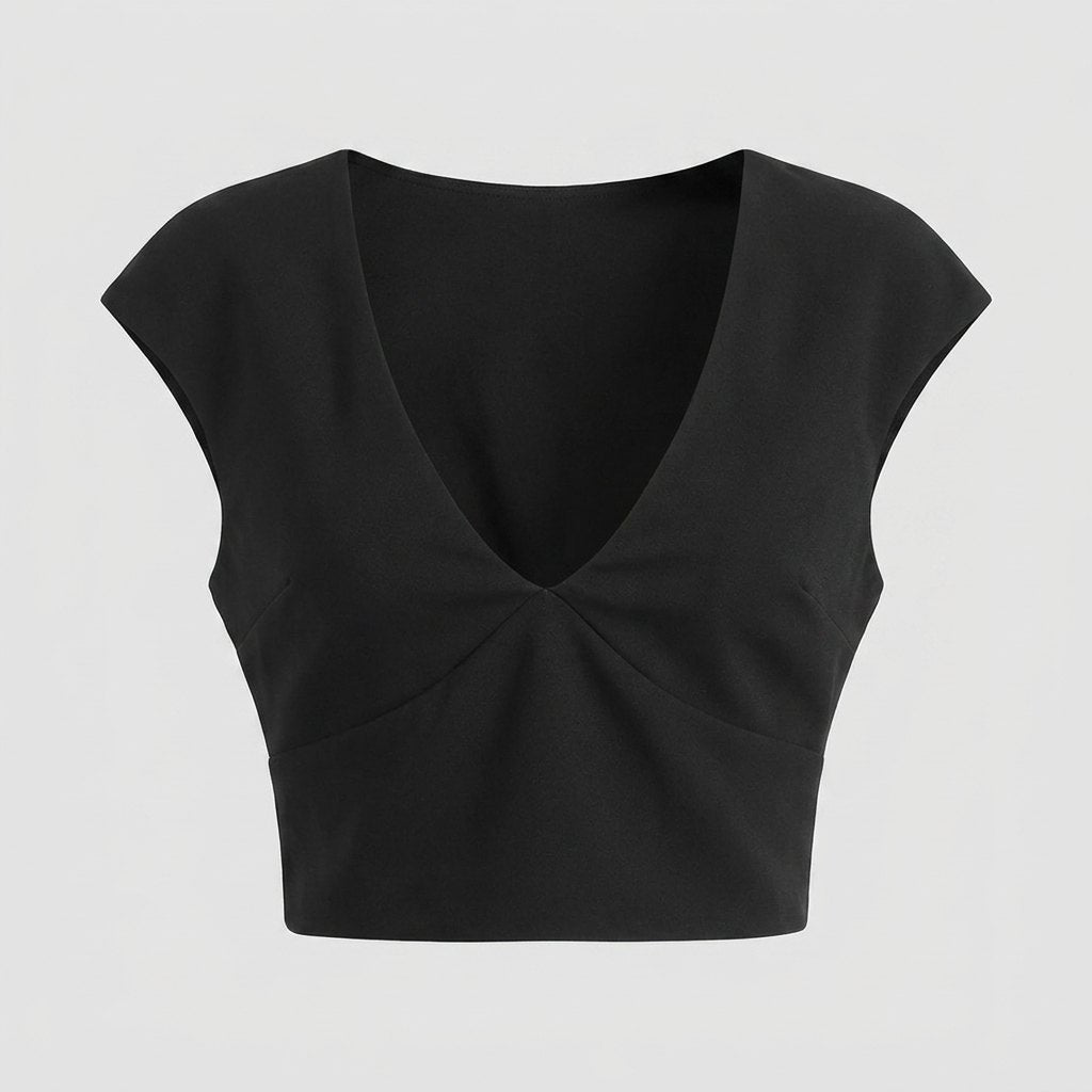Liora Women's Blouse | V Neck, Cap Sleeve, Mid-Weight Polyester 3