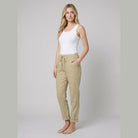 Liora Women's Pants | White Linen, Drawstring Waist, Relaxed Fit 1