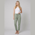 Liora Women's Pants | White Linen, Drawstring Waist, Relaxed Fit 4
