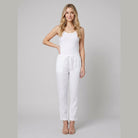Liora Women's Pants | White Linen, Drawstring Waist, Relaxed Fit 5