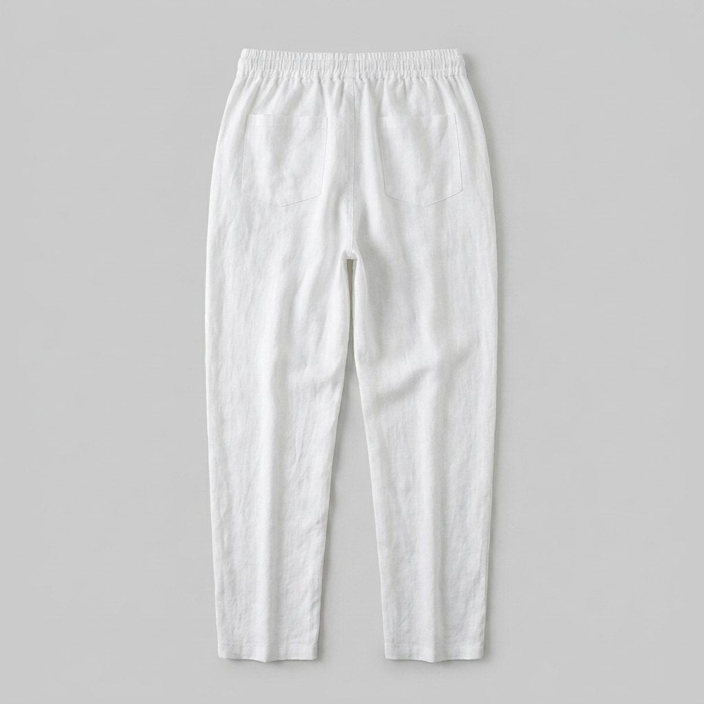 Liora Women's Pants | White Linen, Drawstring Waist, Relaxed Fit 6