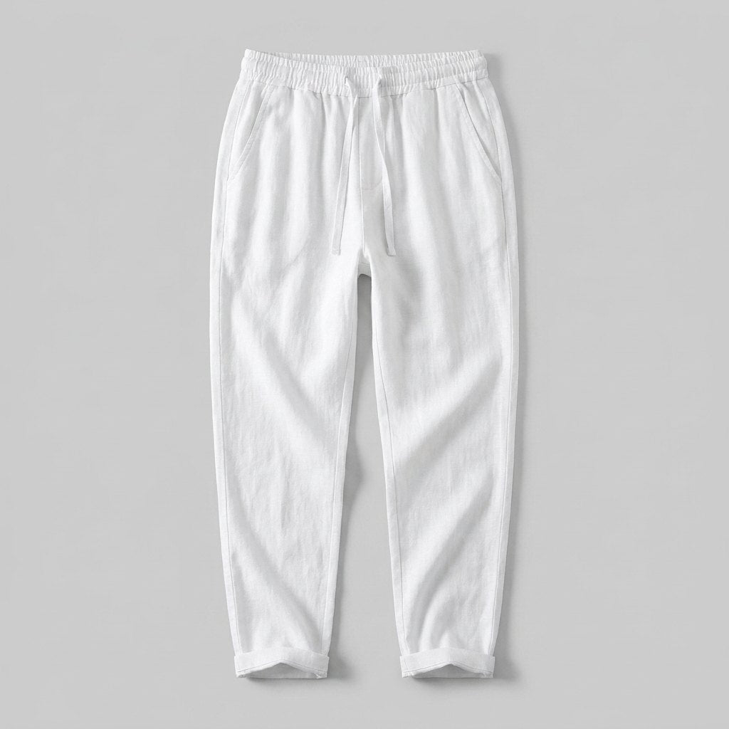 Liora Women's Pants | White Linen, Drawstring Waist, Relaxed Fit 7