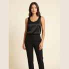 Lissia Satin Tank Top | Plunging U-Neck, Relaxed Fit 0