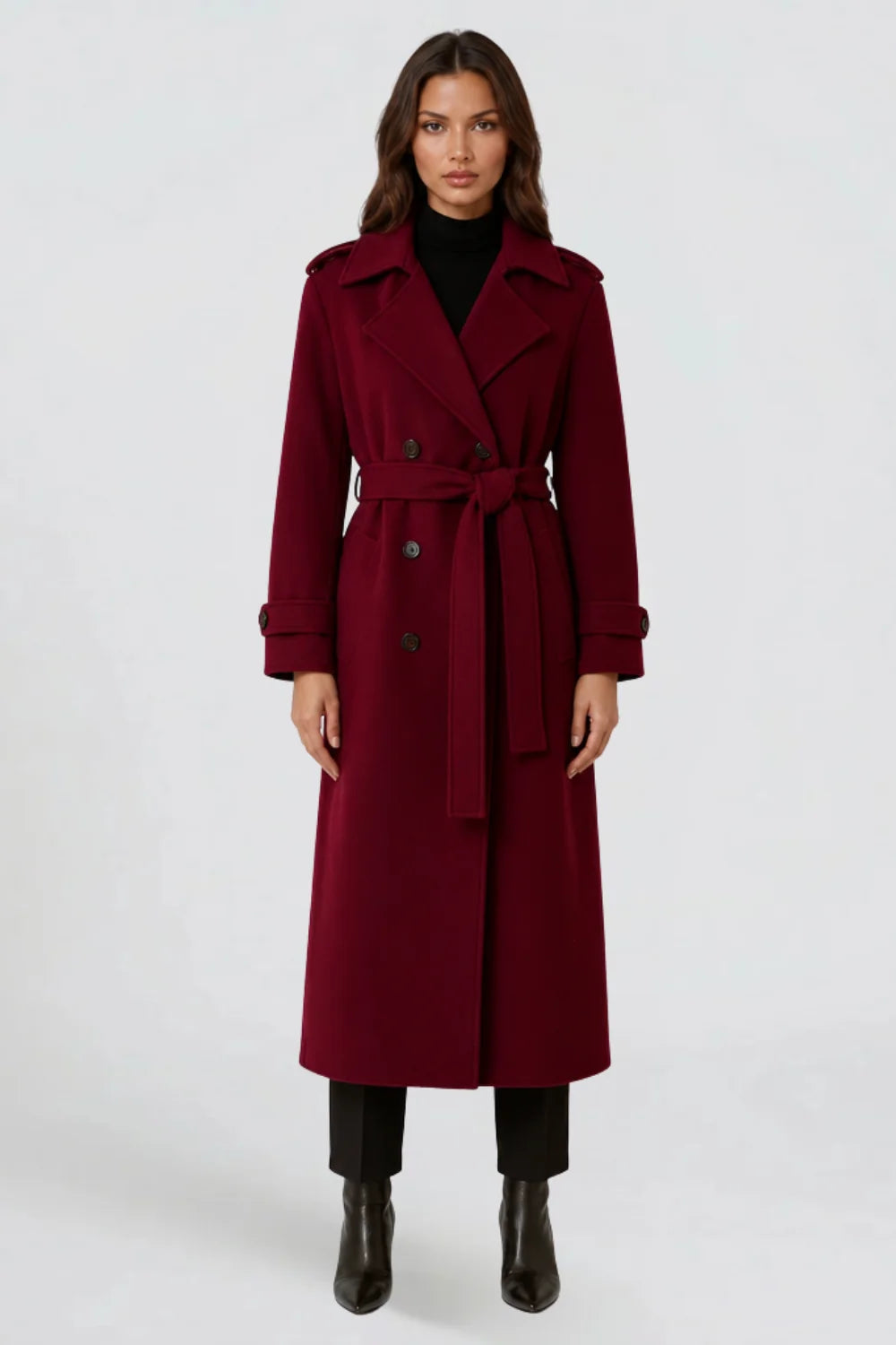 Long Tailored Wool Trench Coat 0