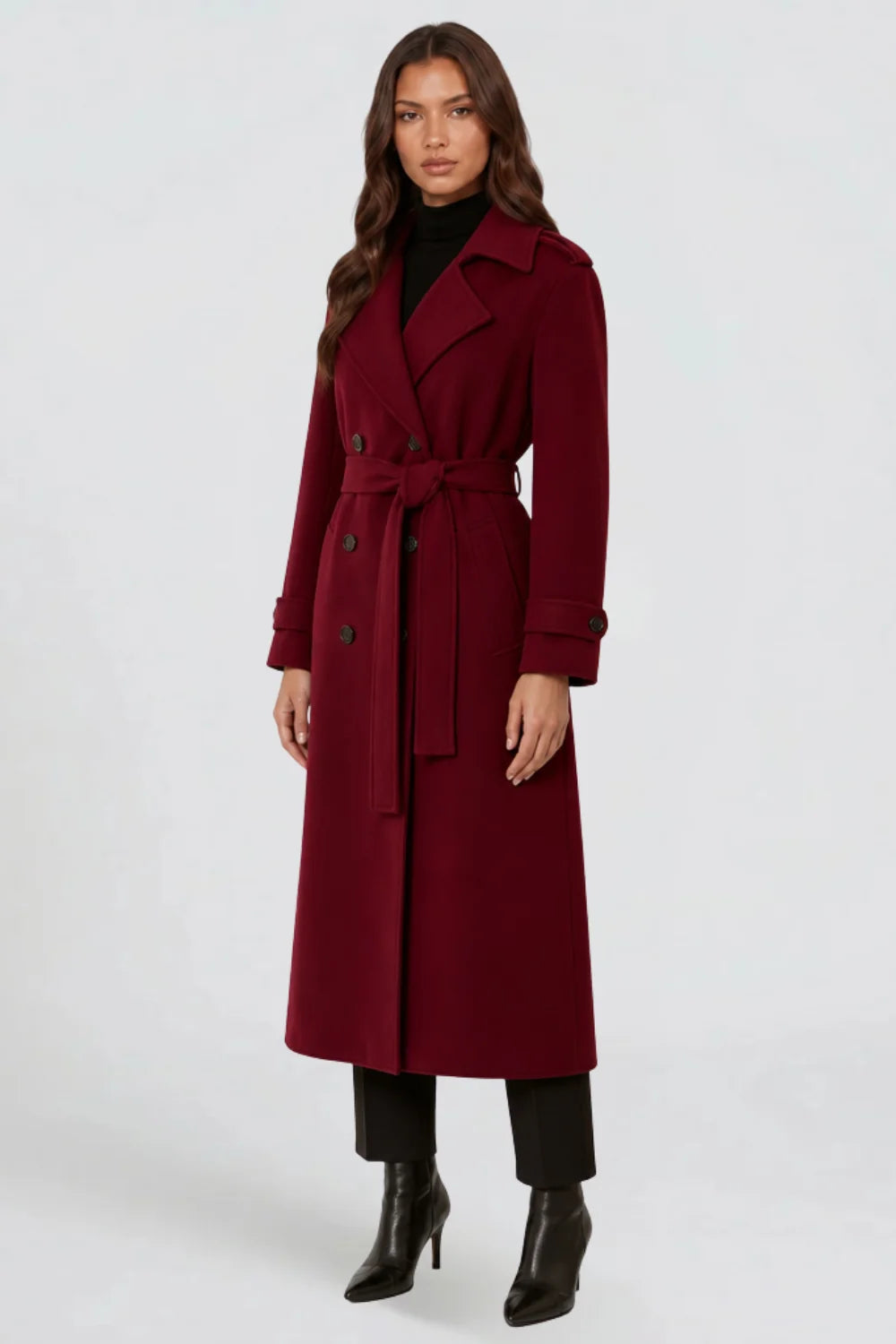 Long Tailored Wool Trench Coat 2