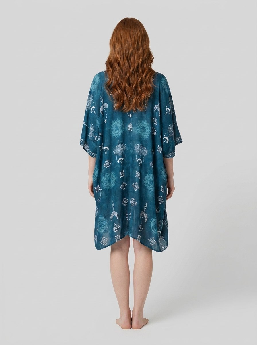Luma Beach Kimono | Cotton Rayon Blend, Celestial Print 2