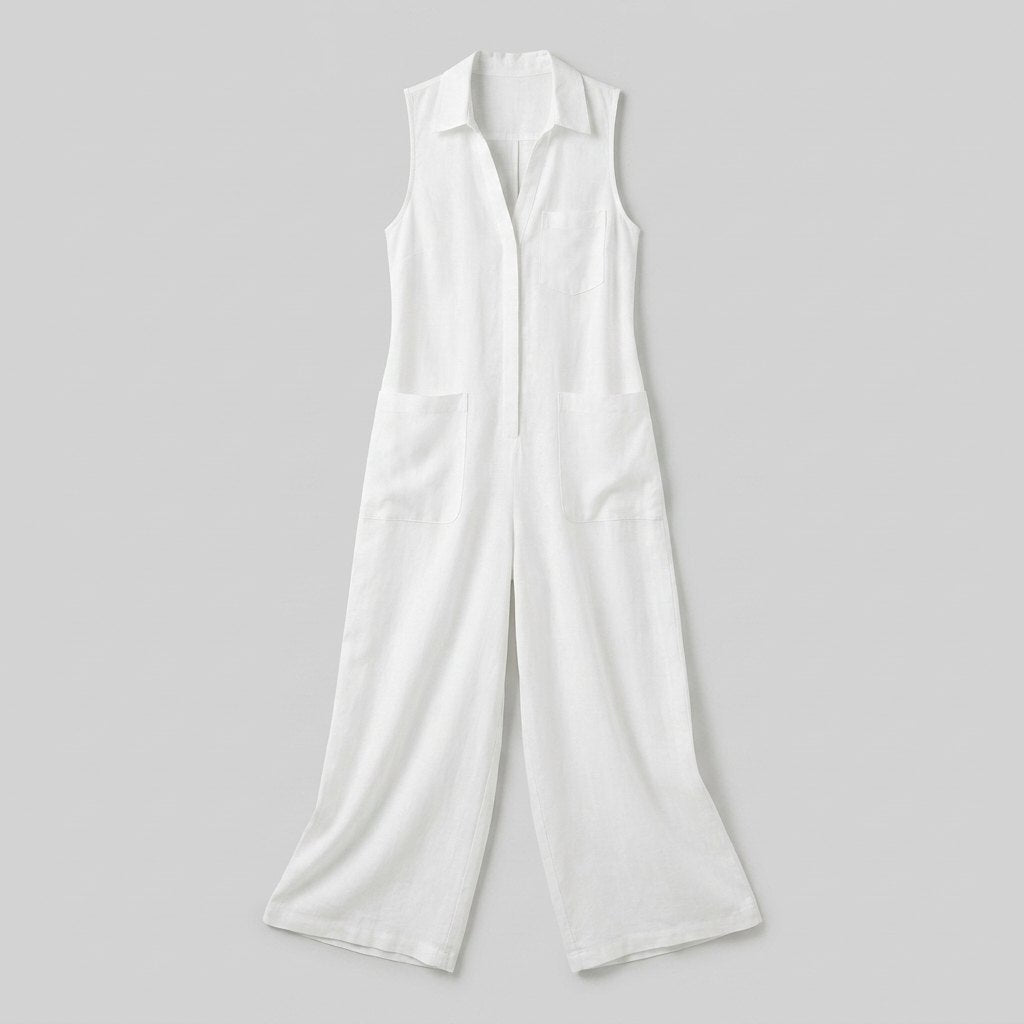 Luna Jumpsuit | Breathable Cotton-Linen Blend, Sleeveless Design 2