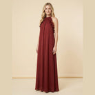 Luna Maxi Dress | Silk Effect, Halter Neck, Flounce Trim for Women 1