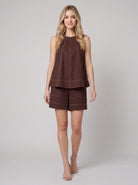 Luna Two Piece Set | Washed Canvas Crop Tank & Elastic Waistband Shorts for Women 4