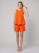 Luna Two Piece Set | Washed Canvas Crop Tank & Elastic Waistband Shorts for Women 5