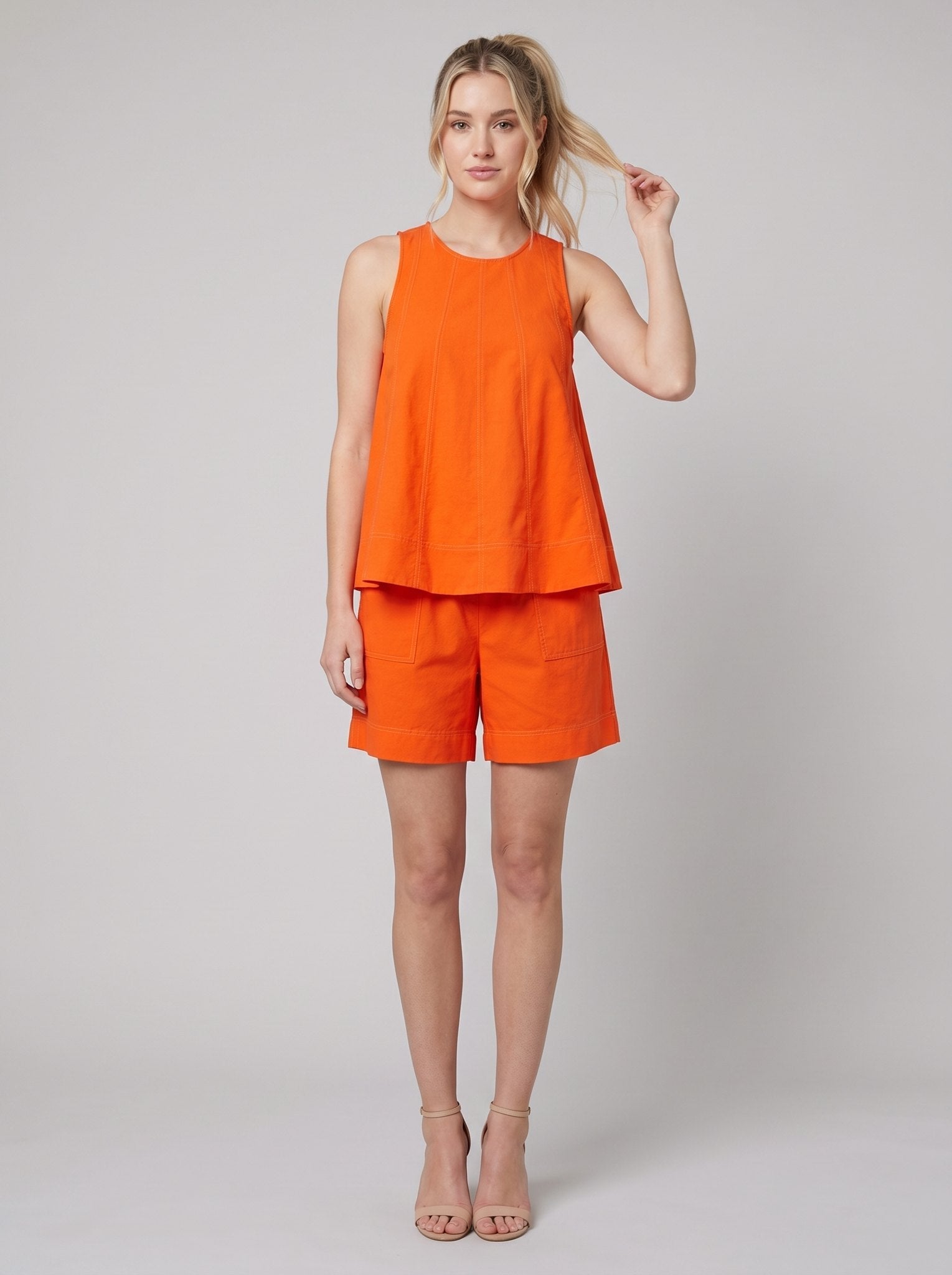 Luna Two Piece Set | Washed Canvas Crop Tank & Elastic Waistband Shorts for Women 5