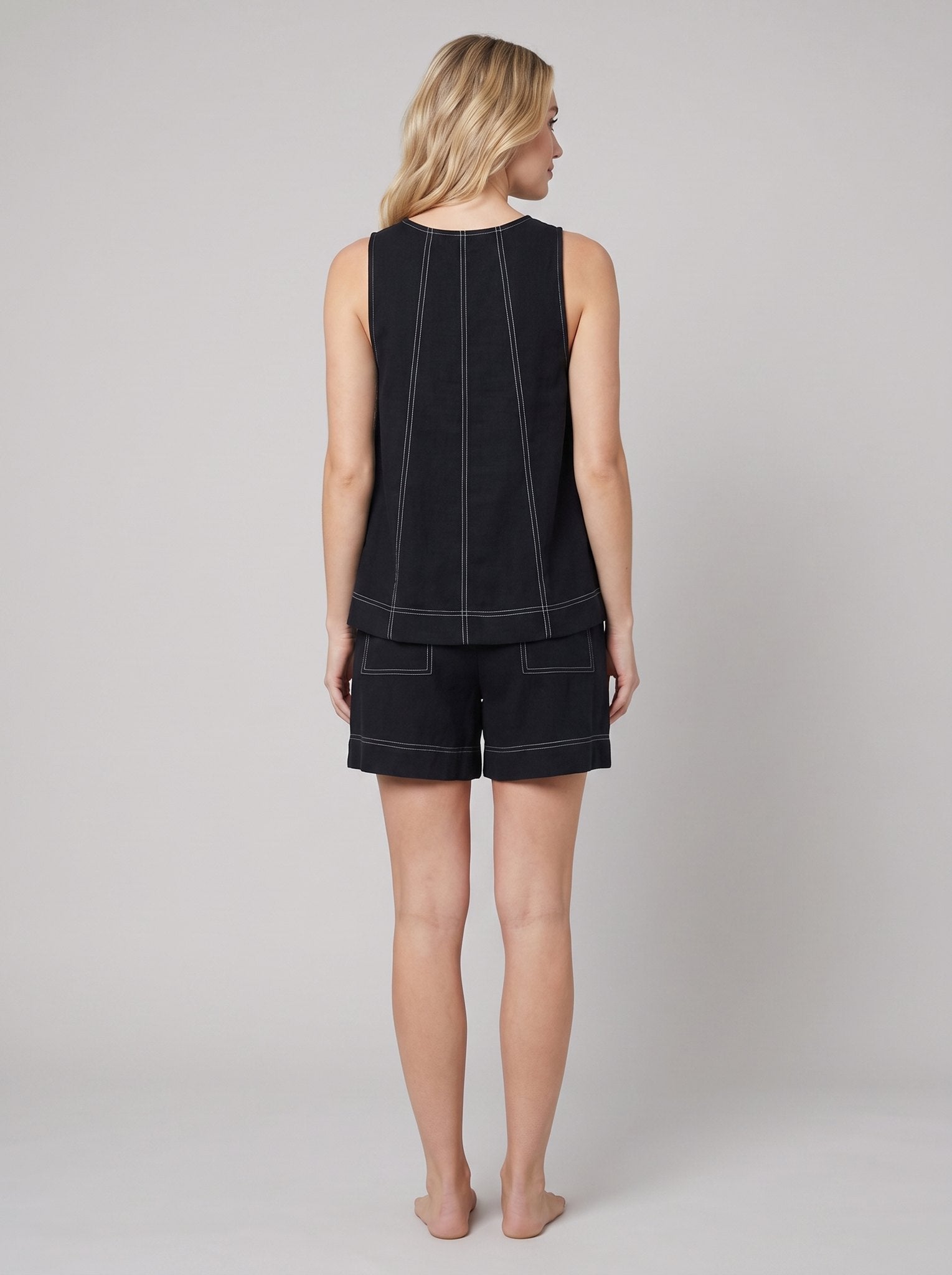Luna Two Piece Set | Washed Canvas Crop Tank & Elastic Waistband Shorts for Women 6