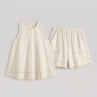 Luna Two Piece Set | Washed Canvas Crop Tank & Elastic Waistband Shorts for Women 7