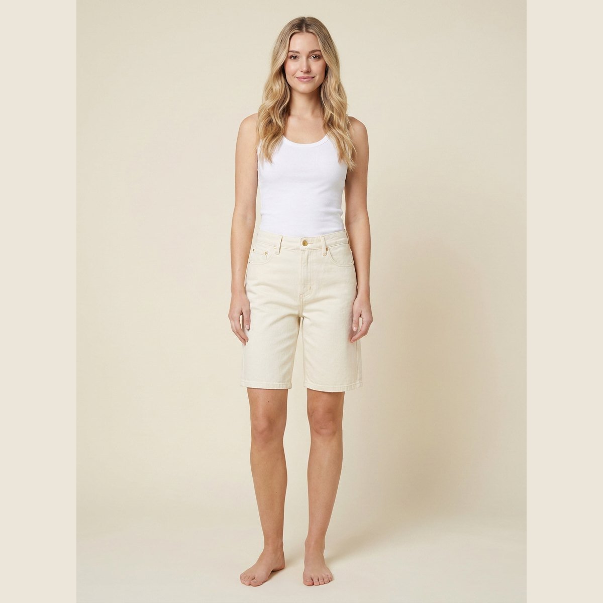 Luna Women's Denim Shorts | High-Rise, Wide Leg Fit, 99% Cotton 0