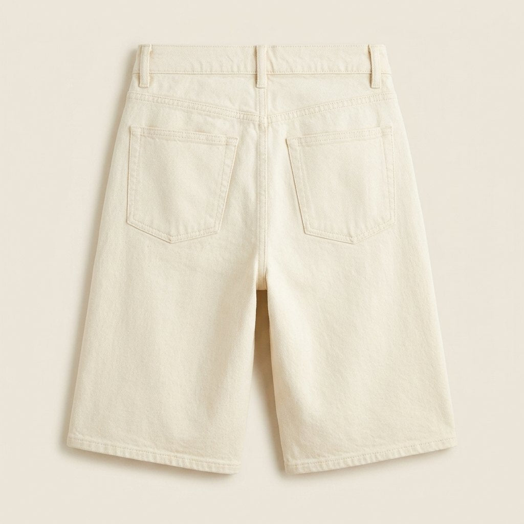 Luna Women's Denim Shorts | High-Rise, Wide Leg Fit, 99% Cotton 3