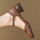 Luxe Ankle Strap Heels | Genuine Leather, Adjustable Black Ankle Tie Design 6