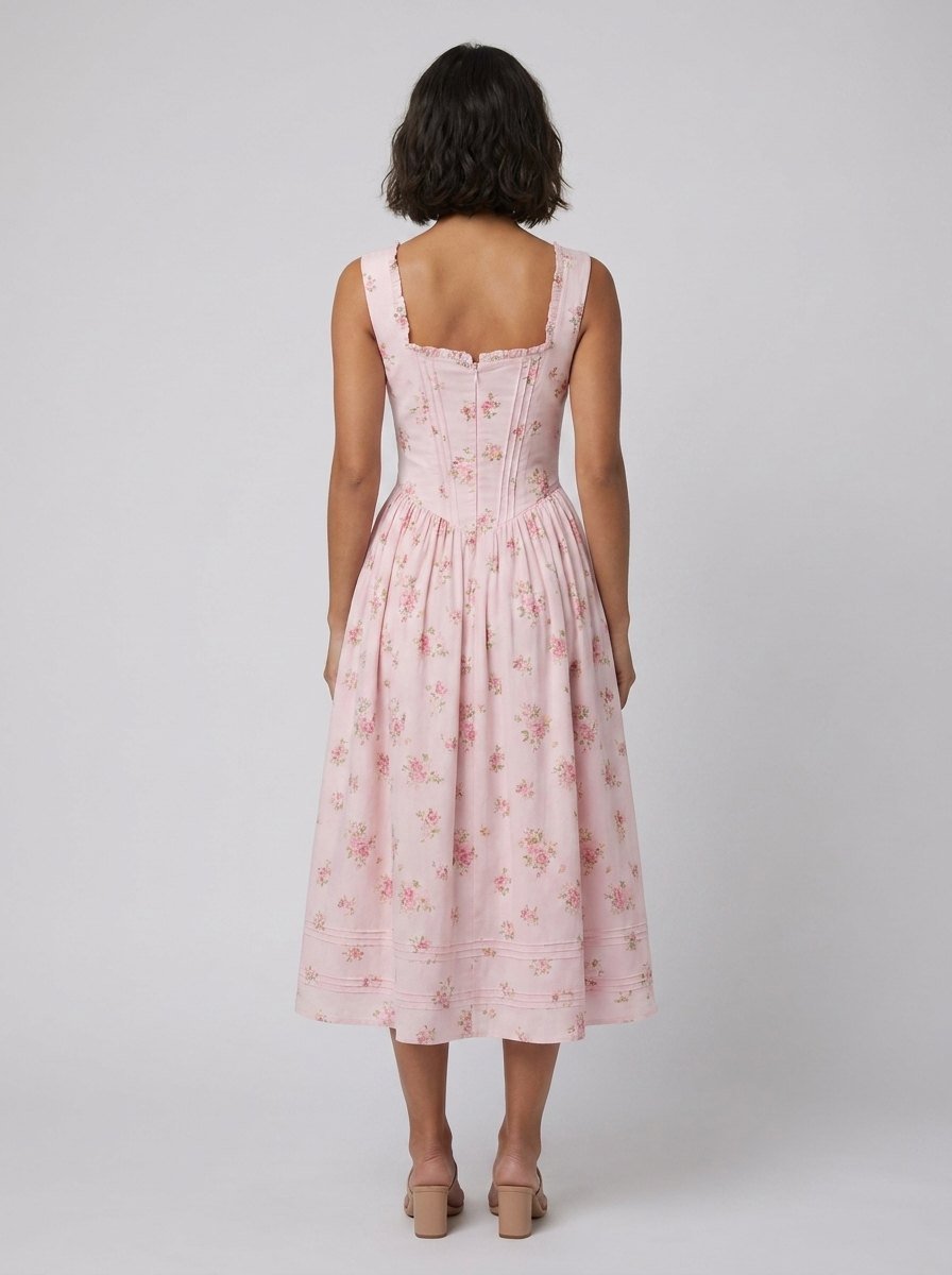 Marlena Midi Dress | Floral Print, Cotton Blend, Square Neckline, Perfect for Wedding Guests 3
