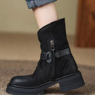 Marlow Women's Black Ankle Boots | Leather Blend, Buckle Straps, Fold-Over Shaft 0