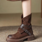 Marlow Women's Black Ankle Boots | Leather Blend, Buckle Straps, Fold-Over Shaft 2