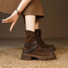 Marlow Women's Black Ankle Boots | Leather Blend, Buckle Straps, Fold-Over Shaft 3