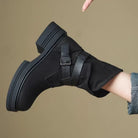 Marlow Women's Black Ankle Boots | Leather Blend, Buckle Straps, Fold-Over Shaft 7