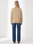 Matilda | Cable Knit Notch Neck Jumper, Loose Fit Winter Sweater 3