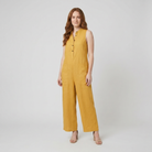 Mila White Jumpsuit | Linen Blend, Elegant Sleeveless Design 1