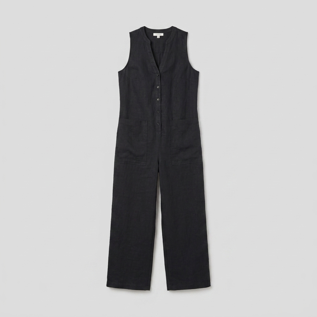 Mila White Jumpsuit | Linen Blend, Elegant Sleeveless Design 3