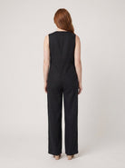 Mila White Jumpsuit | Linen Blend, Elegant Sleeveless Design 4