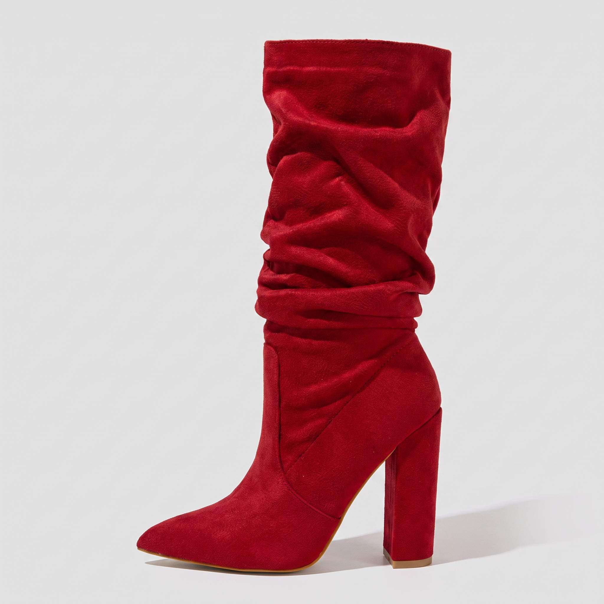 Zora knee high suede-touch slouch boots with block heel 4