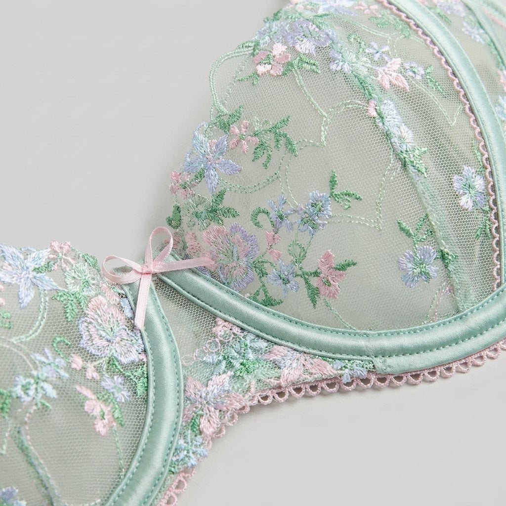 Mira Balcony Bra | Underwired Satin with Floral Embroidery 2