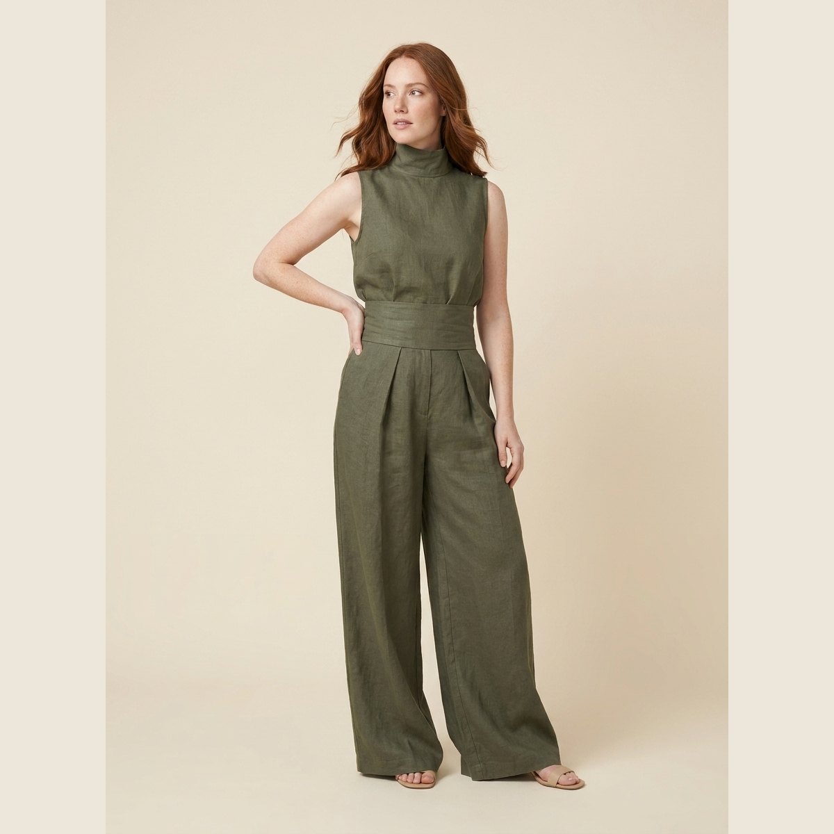 Mira Blouse and Pants Set | Cotton-Linen Blend, Sleeveless, Wide-Leg 1