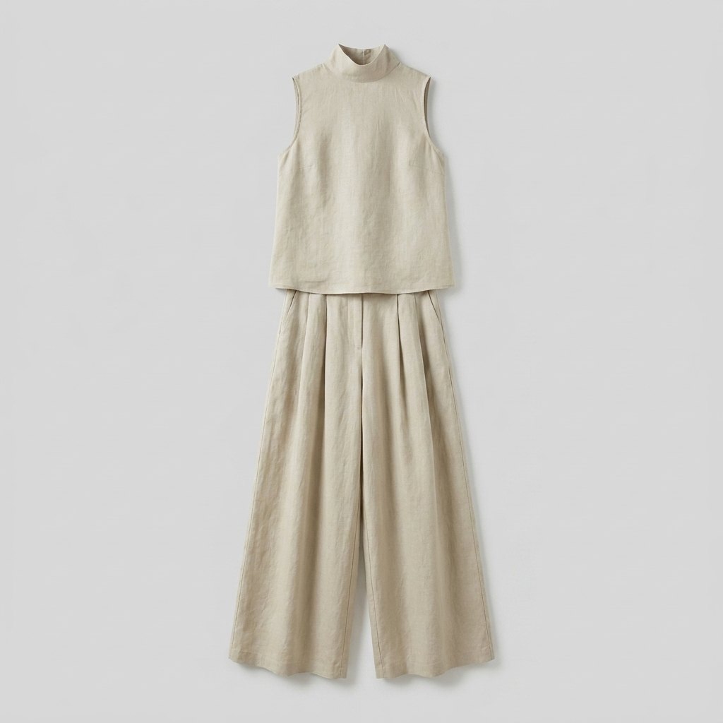 Mira Blouse and Pants Set | Cotton-Linen Blend, Sleeveless, Wide-Leg 4