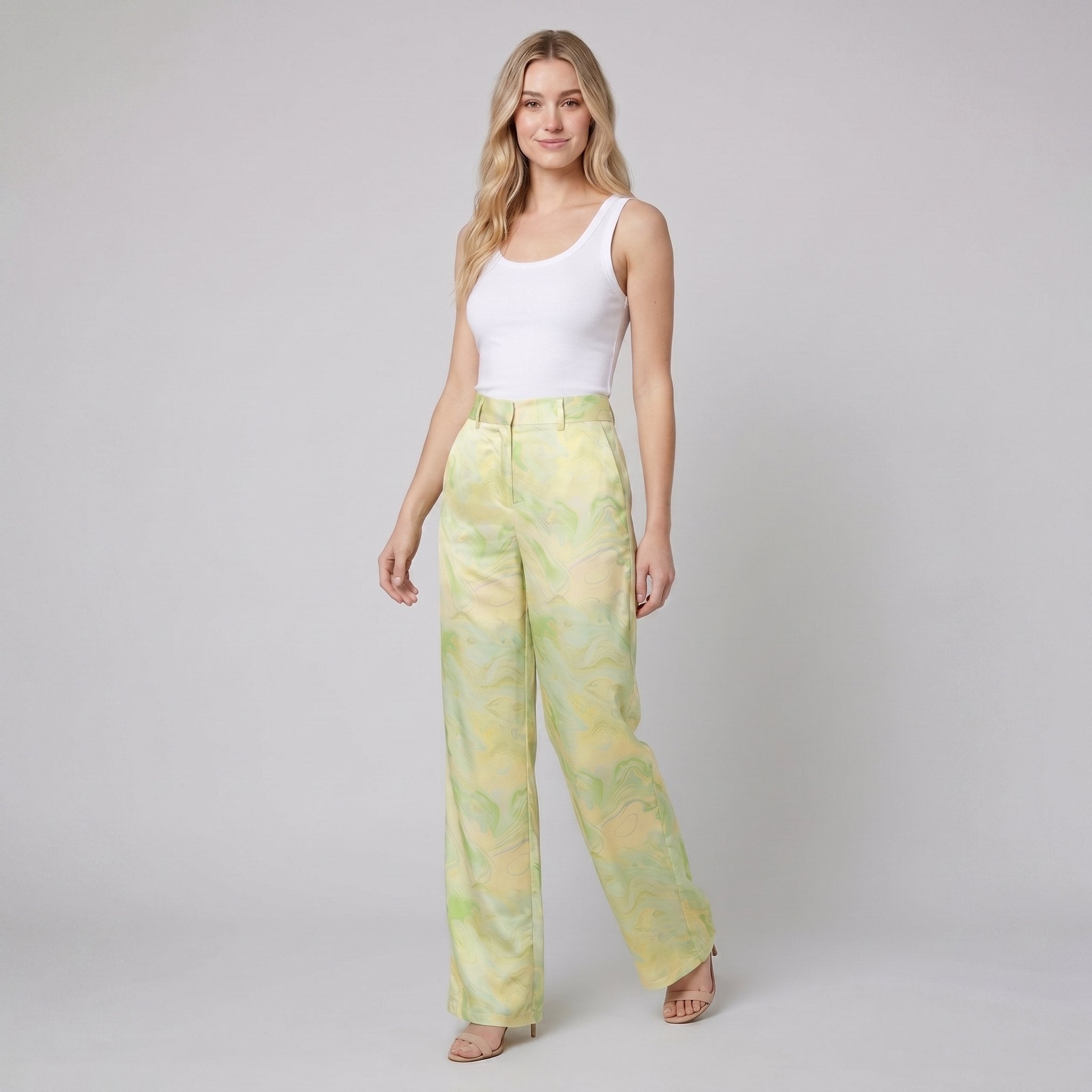 Mira High Waisted Pants | Marble Print, Soft Fabric, Full-Length 2
