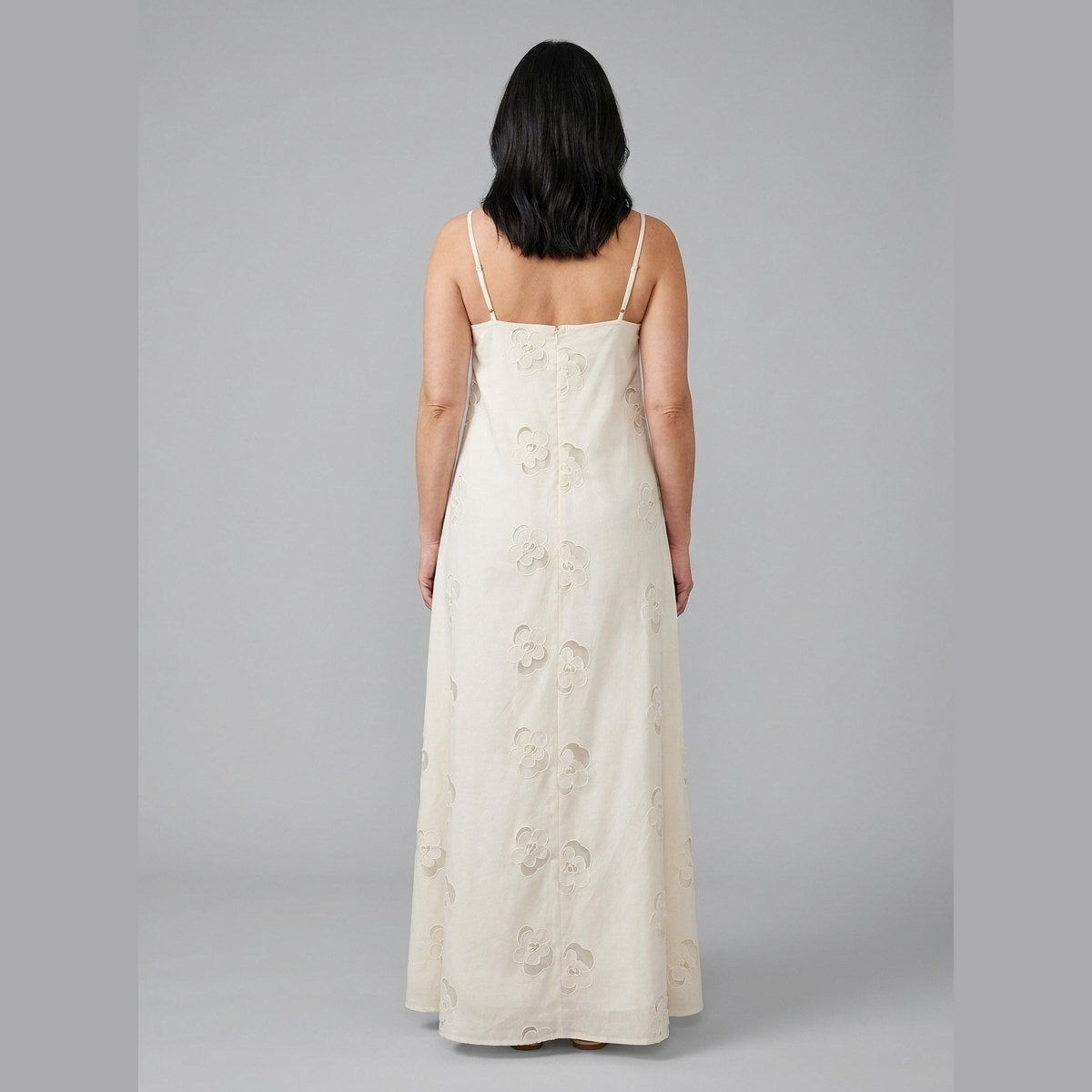 Mira Maxi Dress | Beige Cutwork, A-Line Silhouette for Summer Events 3