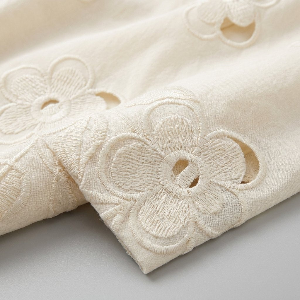Mira Maxi Dress | Beige Cutwork, A-Line Silhouette for Summer Events 5