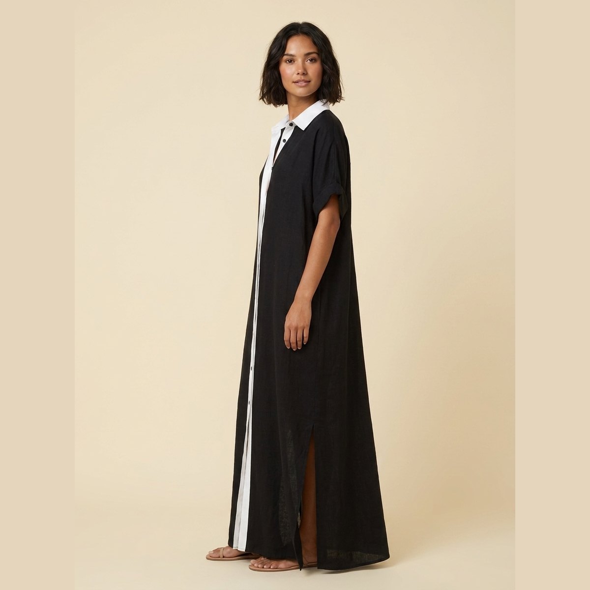 Mira Maxi Dress | Linen Blend, Short Sleeves, Casual Summer Dress 1