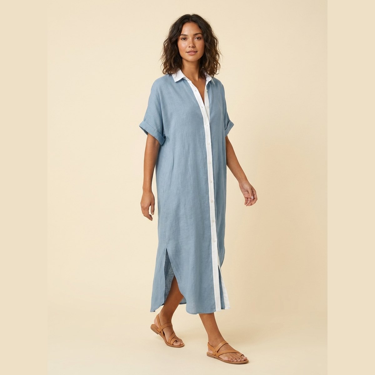 Mira Maxi Dress | Linen Blend, Short Sleeves, Casual Summer Dress 2