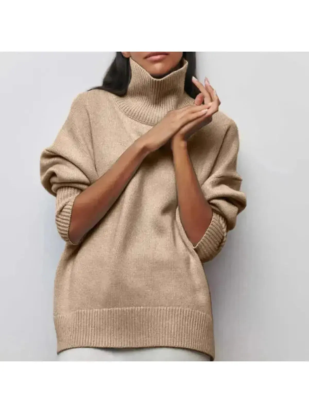 Mira Oversized Turtleneck Sweater | Soft Cotton Blend, Relaxed Fit 4