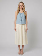 Mira Women's Blouse | Linen Long Sleeve with Bow Tie Detail 0