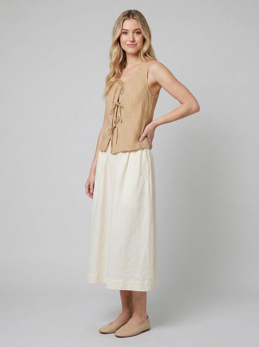 Mira Women's Blouse | Linen Long Sleeve with Bow Tie Detail 2