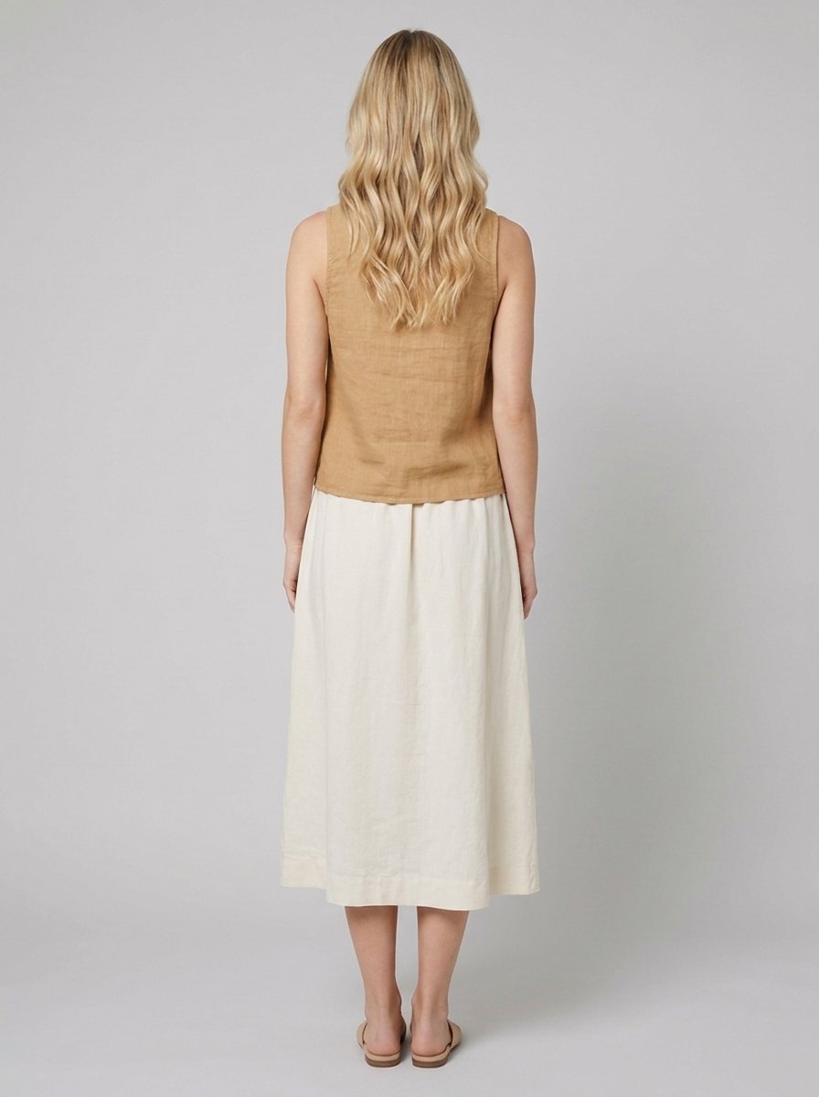 Mira Women's Blouse | Linen Long Sleeve with Bow Tie Detail 3