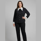 Mira Women's Blouse | Long Sleeve, Lightweight Polka Dot Necktie 1