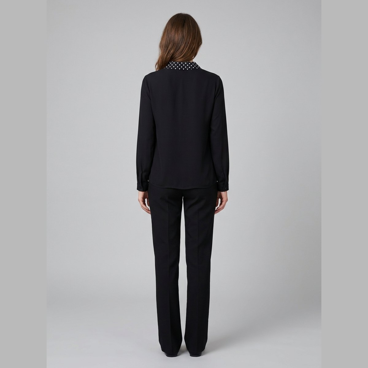 Mira Women's Blouse | Long Sleeve, Lightweight Polka Dot Necktie 3