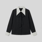 Mira Women's Blouse | Long Sleeve, Lightweight Polka Dot Necktie 4